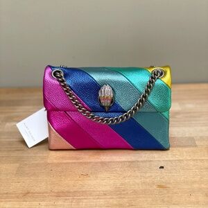 KURT GEIGER LONDON | Mini Kensington Leather Crossbody | Metallic Multi Rainbow